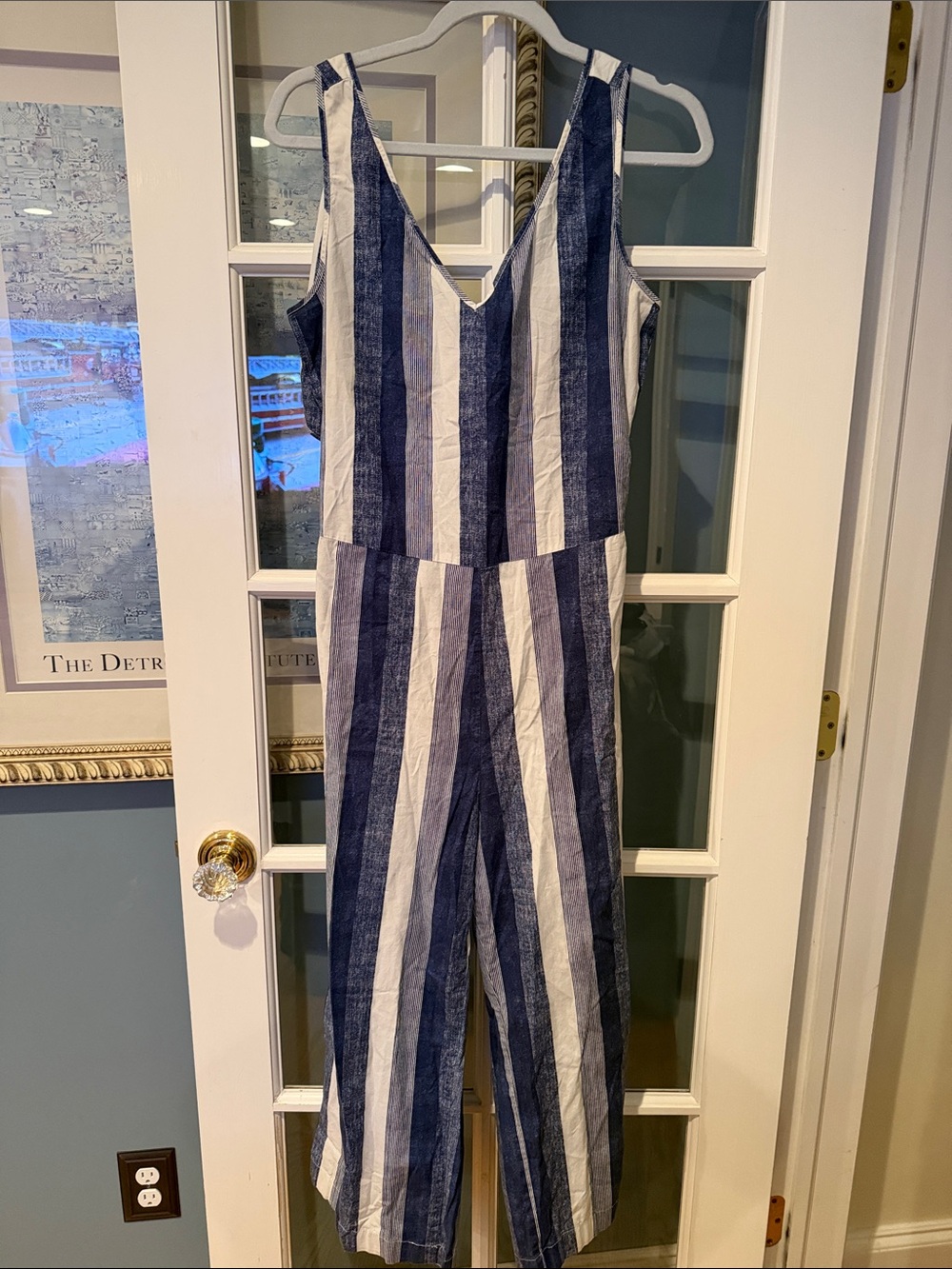 Striped Navy & White Sleeveless Jumpsuit